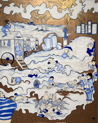 Oostendse baden - 200x160 - acryl