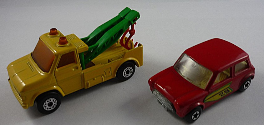 TP06 MB61B Wreck Truck gelb / grüne Ausleger & MB29B Racing Mini rotorange 29 Label