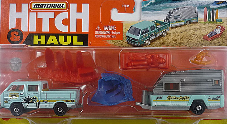Matchbox 2021 MBX Wave Rider - Volkswagen Transporter Cab ohne Ladung / Travel Trailer II