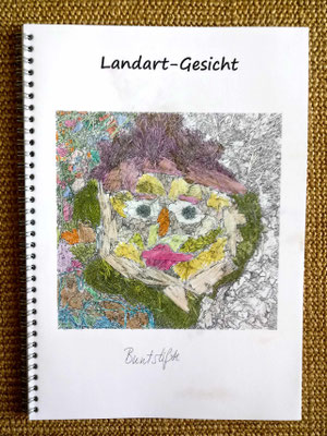 Landart-Gesicht, Beispiel coloriert mit Buntstiften