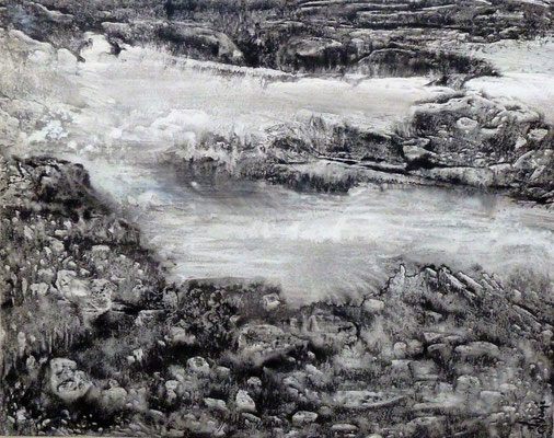 Nonchalance entre les rochers 50x60 🙂