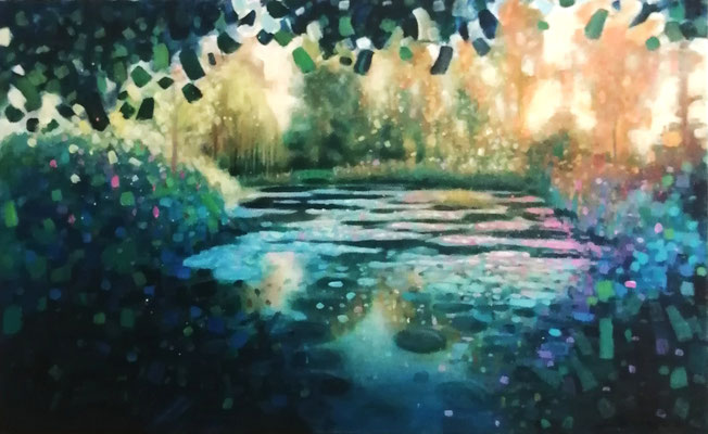L'étang 2 61x38 cm, acrylique sur toile, disponible