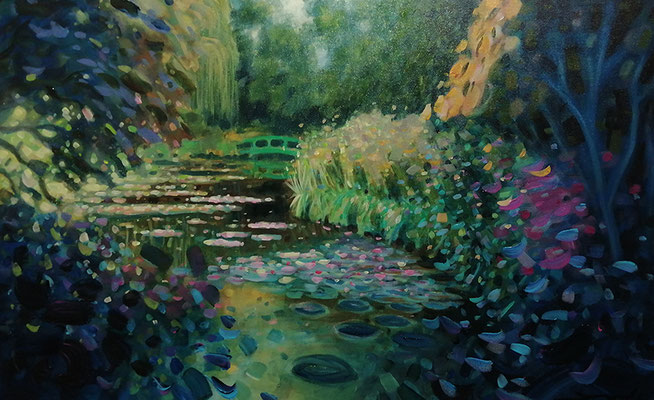 L'étang, 61x38 cm, acrylique sur toile, disponible