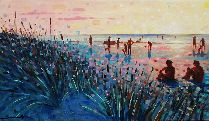 Fin de journée, acrylique sur toile, disponible