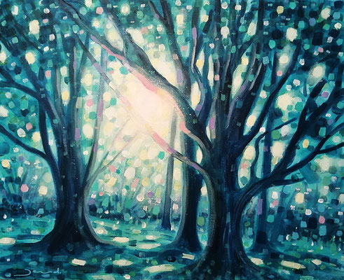 Les arbres du Moulinard, 41X33 cm, acrylique sur toile, disponible