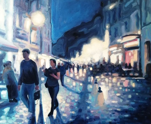 La Rochelle by night 46x38 cm huile sur toile