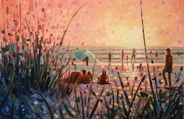 Le ciel rose, 41X27 cm, acrylique sur toile, disponible