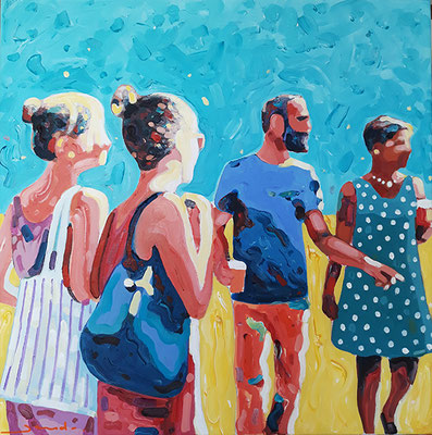 Les épicuriens, 50x50 cm, acrylique sur toile, disponible