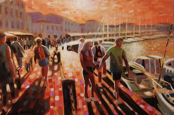 Un soir de septembre à Saint Martin, acrylique sur toile, dispopnible