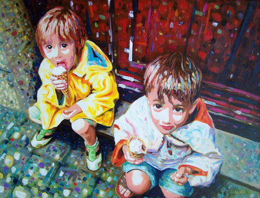 Les mangeurs de glaces, 60x80 cm, acrylique sur toile, collection privée
