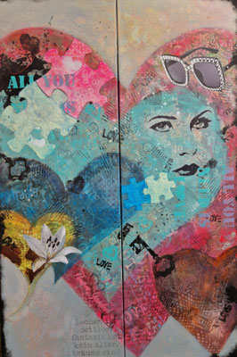 LOVE & HOPE (Diptychon) 2x 40x120 cm Acrylmischtechnik auf Leinwand
