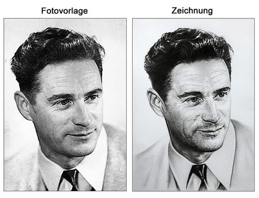 Portraitzeichnung eines Mannes mit Kohle (Vorlage & Zeichnung)