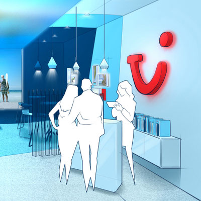 TUI Reisebüre von NEST ONE Architekturzeichnung, Visuaisierung Innendesign  von Peter Bartels