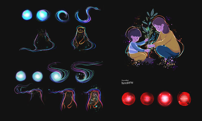 Lead Illustration Expo 2025 Osaka Singapur Pavillon – Visual Development von Peter Bartels Concept Art verschiedene Visualisierungen, wie sich aus Leuchtstreifen eine Illustration aufbauen kann