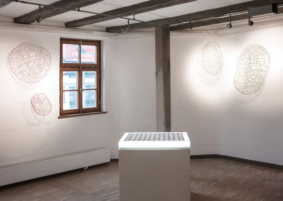 Ganglien und Leuchtsockel, Ausstellungsansicht Kunstverein Heidenheim, 2017