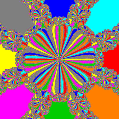 Basins of Attraction z^8-1=0 Fang-Ni-Chen-Verfahren