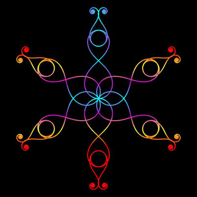 Ornament aus polynomialen Spiralen coloriert - Beispiel 07