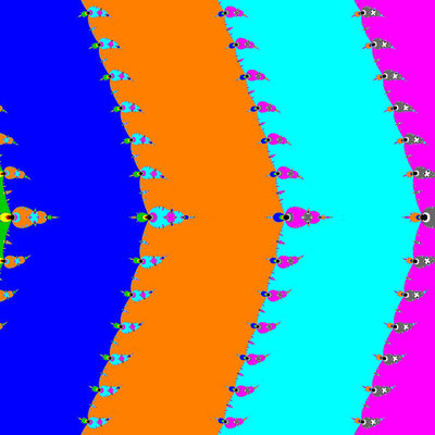 Basins of Attraction sin(z)=0 Basto-Verfahren, B=[-5, 5]x[-5, 5]