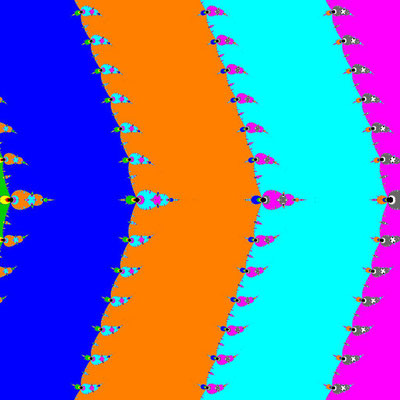 Basins of Attraction sin(z)=0 Basto-Verfahren, B=[-5, 5]x[-5, 5]