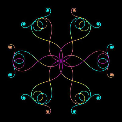 Ornament aus polynomialen Spiralen coloriert - Beispiel 11