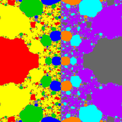 Basins of Attraction z^8-30z^6+273z^4-820z^2+576=0  Golbabai-Javidi-Verfahren, Alg. 1, B=[-10, 10]x[-10, 10]