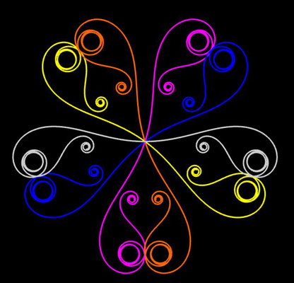 Ornament aus polynomialen Spiralen coloriert - Beispiel 06