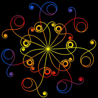 Ornament aus polynomialen Spiralen coloriert - Beispiel 04