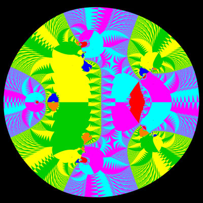 Basins of Attraction  z^7-4z^4+4z^2-7=0 Kanwar-Sharma-Verfahren, alpha=50, B=[-2.7, 2.7]x[-2.7, 2.7]