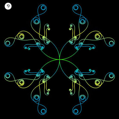 Ornament aus funktionalen Spiralen - Beispiel 09