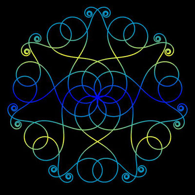 Ornament aus polynomialen Spiralen coloriert - Beispiel 02