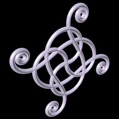 Ornament aus röhrenförmigen polynomialen Spiralen mit Astroide als Querschnitt