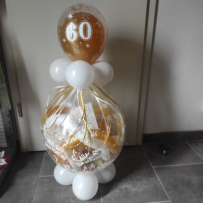 Geschenkballon Latex weiß-gold  - 17,50€
