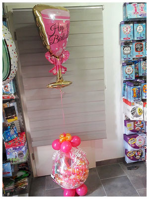 Vepackungsballon mit Sektglas pink - 27,00€ 
