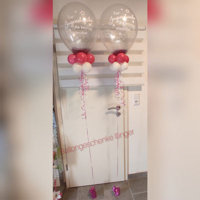 Latex Helium Ballons transparent 45 cm Jugendweihe  2x4 Cluster,Glitzergras - Stück. 17,50€