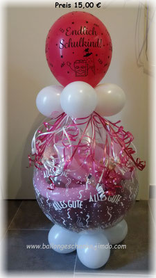 Verpackungsballon Motiv  Einschulung pink -    Preis  15,00 €