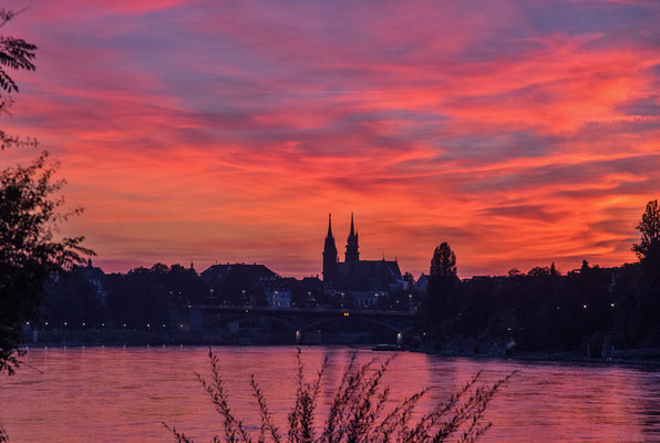 2019 Woche 38, Abendstimmung, Rhein bei Basel