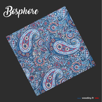 Pochette de costume bleu paisley