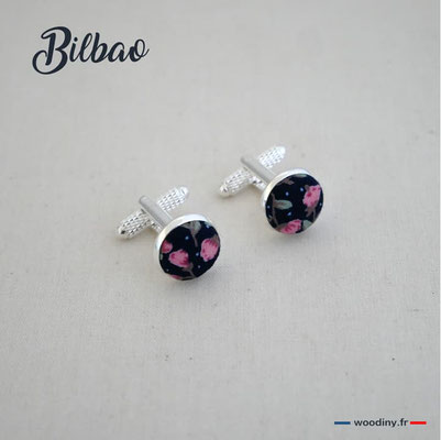 Boutons de manchette bleu marine rose