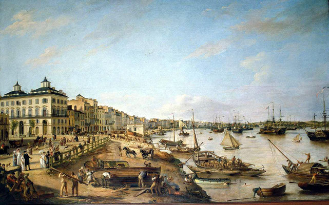Vue d'une partie du port et des quais de Bordeaux : dit Les Chartrons et Bacalan, Pierre Lacour