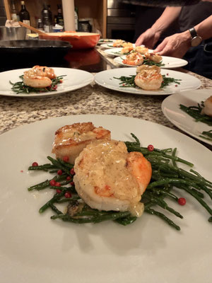 Garnelen mit Vanillesauce auf Queller