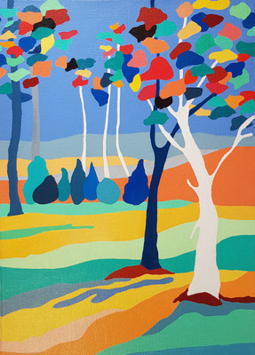 Une famille d'arbres variation 3 - inspiration Jules Renard - 33x46 - 200 €