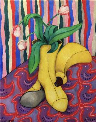 Gelbe Stiefel, 40x50cm. Öl auf Leinwand, ©Sonja Rieser 2020