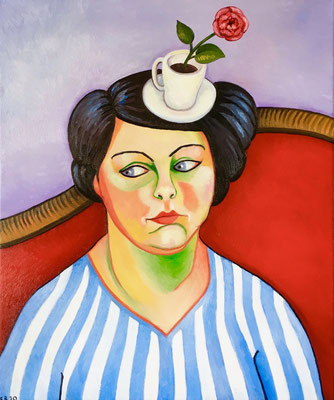 Der Zeitungsleser, 50x60cm. Öl auf Leinwand, ©Sonja Rieser