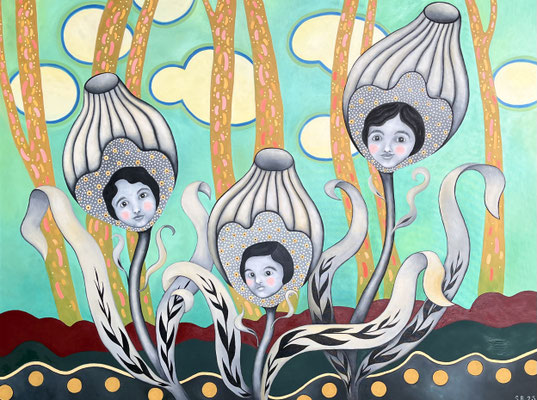 tre sorelle Öl, Acryl auf Leinwand. 120x160 cm. ©Sonja Rieser 2023
