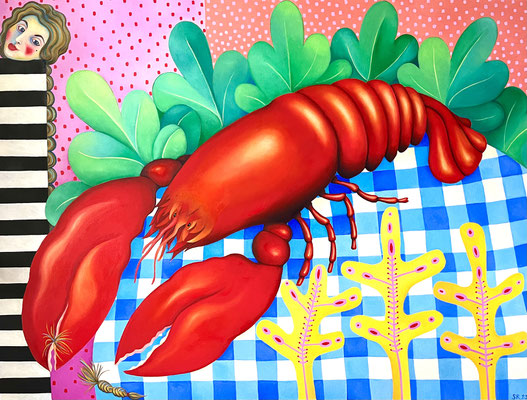 alter Zopf Öl, Acryl auf Leinwand. 120x160 cm. ©Sonja Rieser 2023