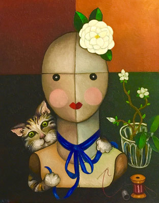 Verkauft. Kameliendame, 40x50 cm. Öl auf Leinwand, ©Sonja Rieser 2019/20