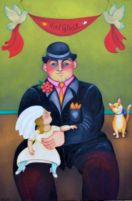 Ungleiches Paare. Nr.2, das Brautpaar. Öl auf Leinwand 80x 120 cm. ©Sonja Rieser 2019