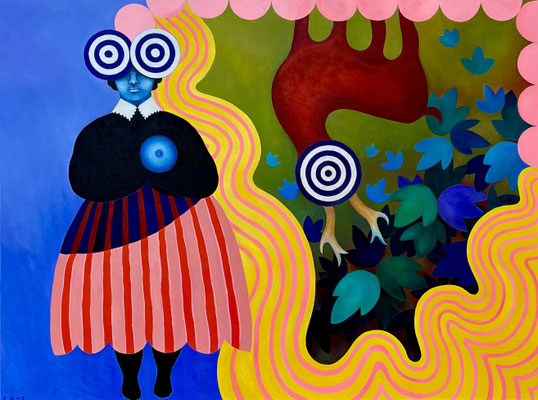 Freiwild Öl, Acryl auf Leinwand. 120x160 cm. ©Sonja Rieser 2023