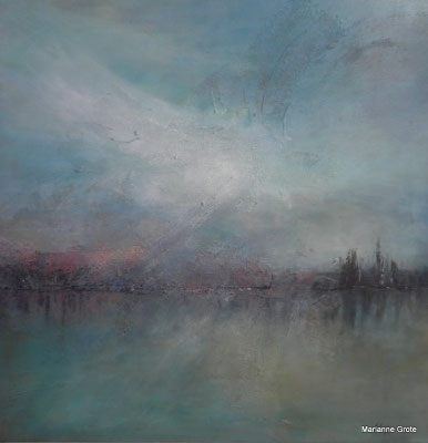 Landschaft, 70 x 70 cm, Mischtechnik auf Leinwand, 2014 
