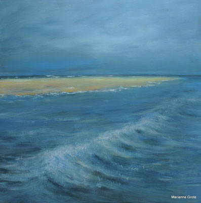 Wellenspiel am Strand, 100 x 100 cm, Acryl auf Leinwand, 2017